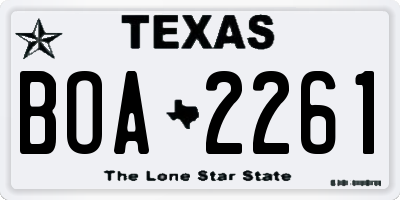 TX license plate BOA2261