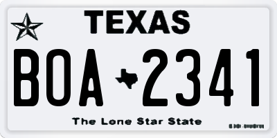 TX license plate BOA2341