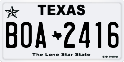 TX license plate BOA2416