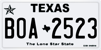 TX license plate BOA2523