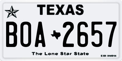 TX license plate BOA2657