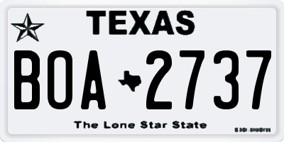 TX license plate BOA2737