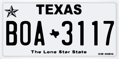 TX license plate BOA3117