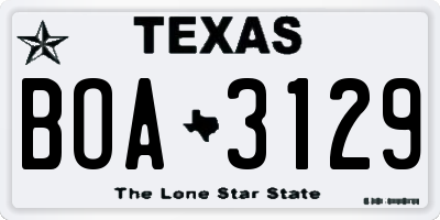 TX license plate BOA3129