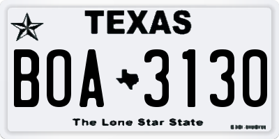 TX license plate BOA3130