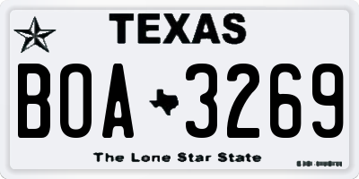 TX license plate BOA3269