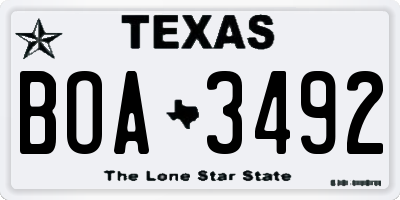 TX license plate BOA3492
