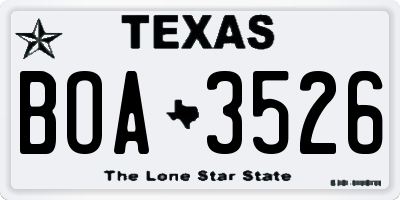 TX license plate BOA3526