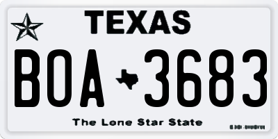 TX license plate BOA3683