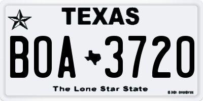 TX license plate BOA3720