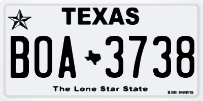 TX license plate BOA3738