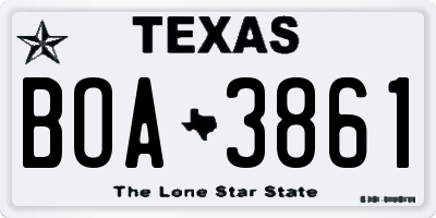 TX license plate BOA3861
