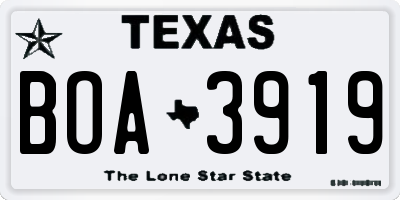 TX license plate BOA3919