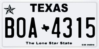 TX license plate BOA4315