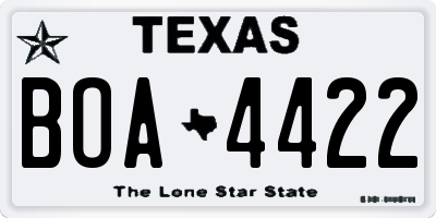 TX license plate BOA4422