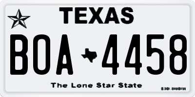 TX license plate BOA4458