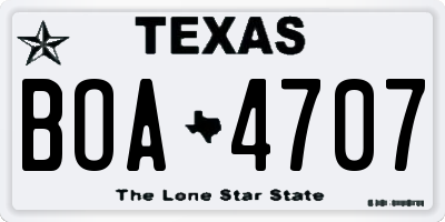 TX license plate BOA4707
