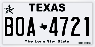 TX license plate BOA4721