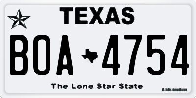 TX license plate BOA4754
