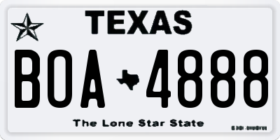 TX license plate BOA4888