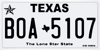 TX license plate BOA5107