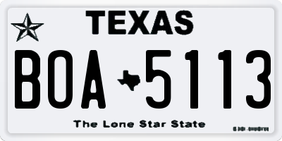 TX license plate BOA5113