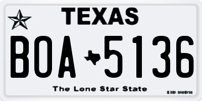 TX license plate BOA5136
