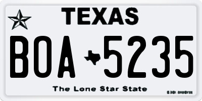 TX license plate BOA5235