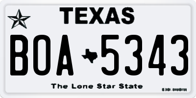 TX license plate BOA5343