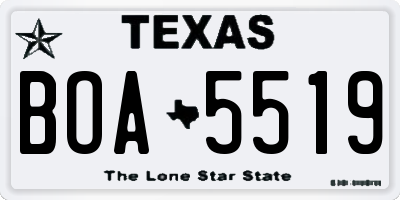 TX license plate BOA5519