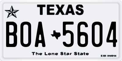 TX license plate BOA5604