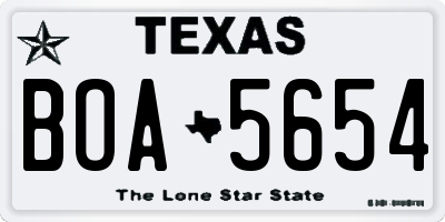 TX license plate BOA5654