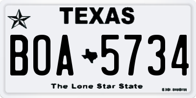 TX license plate BOA5734