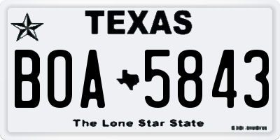 TX license plate BOA5843