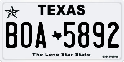 TX license plate BOA5892