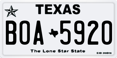 TX license plate BOA5920