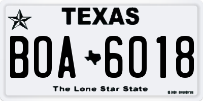 TX license plate BOA6018