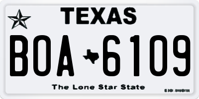 TX license plate BOA6109