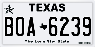 TX license plate BOA6239