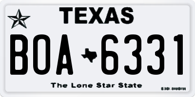 TX license plate BOA6331