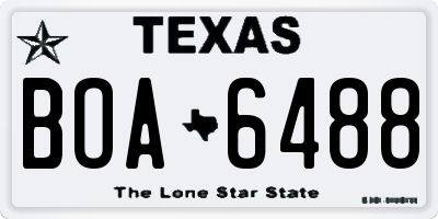 TX license plate BOA6488