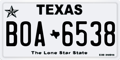 TX license plate BOA6538