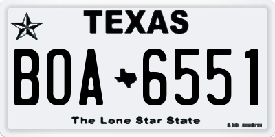 TX license plate BOA6551