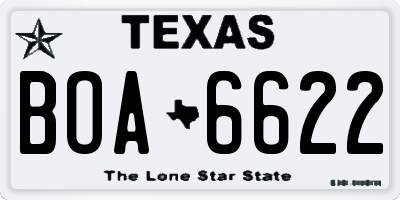 TX license plate BOA6622