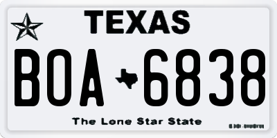 TX license plate BOA6838
