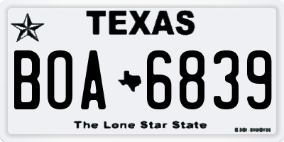 TX license plate BOA6839
