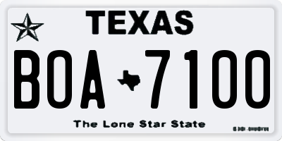 TX license plate BOA7100