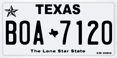 TX license plate BOA7120