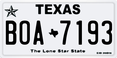 TX license plate BOA7193