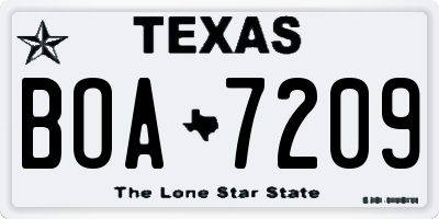 TX license plate BOA7209